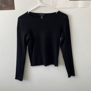 LETTUCE CUT TIGHT BLACK LONG SLEEVE